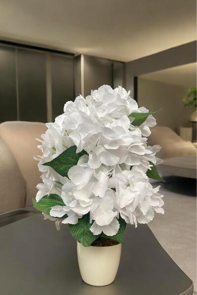 YAPAY ÇİÇEKÇİNİZ Artificial Hyacinth Tree in White Pot 40 cm