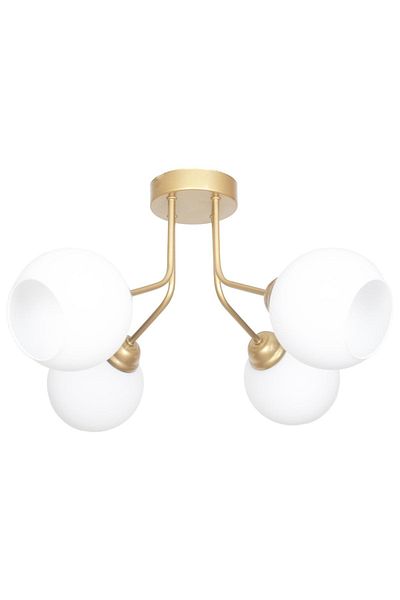 Fer Avize Rosa Modern Luxury Design Ceiling Plafonier Gold Color White Glass 4-Piece Chandelier