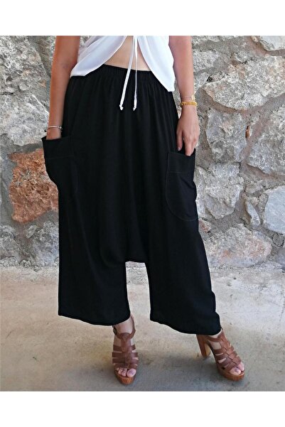 ByEnBi Viskon Cepli Şalvar Siyah Std