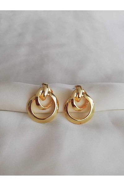 Judas Takı Gold Colored Hoop Model Women's Earrings