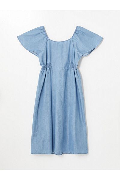 LC Waikiki Umstandsjeanskleid - Herzkragen, gerade, kurze Ärmel