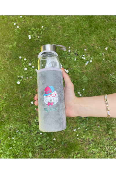 RMG Figürlü Peluş Matara Suluk 500ml Cam Su Mug Matarası