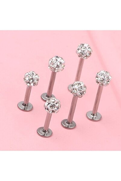AyçaSilver Çok Taşlı Şambala Dudak, Tragus, Kulak Piercingi