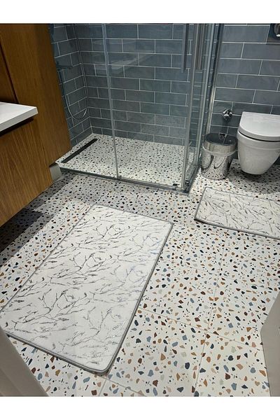 YTR HOME Glitter Bamboo Αντιολισθητική Δερμάτινη Βάση Dust Stain Resistant Σετ 2 Σετ χαλάκι μπάνιου λεκάνης τουαλέτας