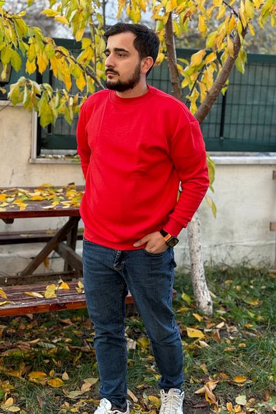 BayBayan Мъжки суитшърт с дълъг ръкав, свободна кройка и голям размер, от памук под 3 нишки