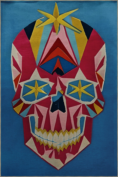 Rugs Modern Halı Blue Themed Multicolor Abstract Skull Patterned Creative Mod...
