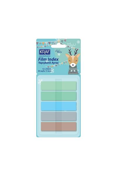 KRAF Pop-Up 5-Color Pastel Index Film - 12x45 mm, 30 yp, 51248-1 (3 Pieces)