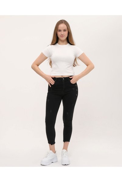 Owut Collection White 100% Cotton Crop Crew Neck Knitted T-Shirt