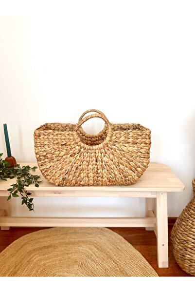 KaiHome Sturdy Water Hyacinth Large Straw Bag/Beach Bag