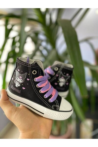 STARYOU STORE Long Top Black Kuromi Star and Heart Printed Casual Sport Sneaker