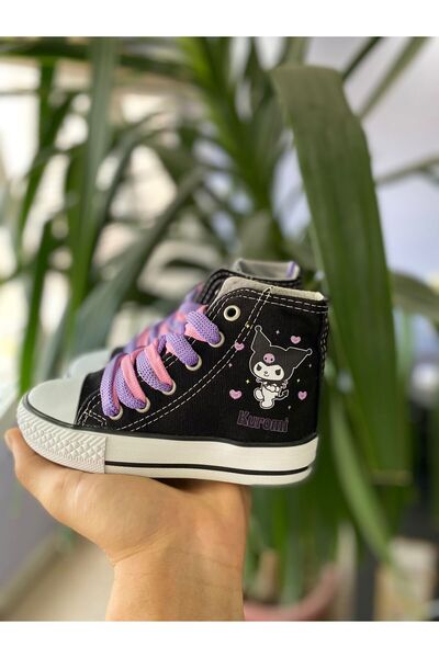 STARYOU STORE Long Top Black Kuromi Star and Heart Printed Casual Sport Sneaker