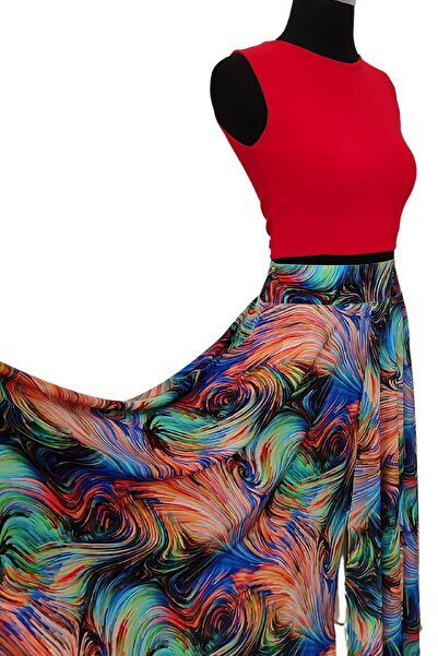 Due Stelle Double Sided Women's Backless Patterned Crop Blouse Abstract - Powder