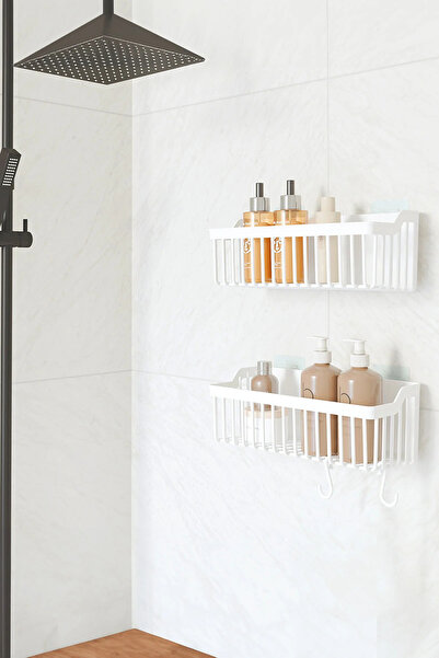 Seram Collection Banyor Yapışkanlı Banyo Rafı, 2'li Banyo Düzenleyici Organiz...