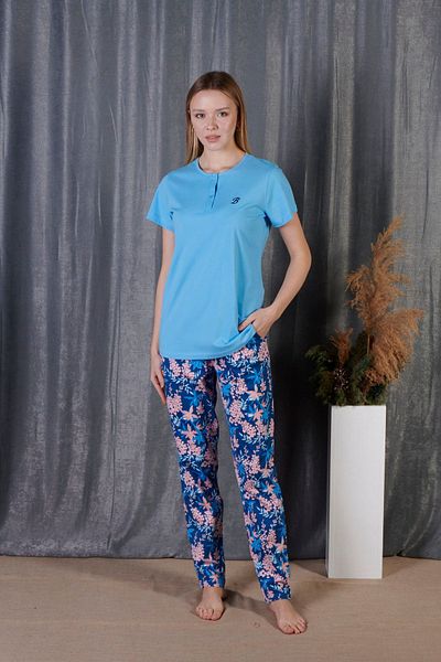 BAŞAKSU COLLECİTON Başaksu Collection - Short Sleeve Pajama Set with Placket