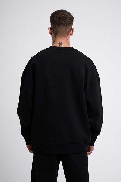 BayBayan Мъжки памучен суитшърт Oversize - Свободна кройка, Гъвкав и Релефен, Три нишки