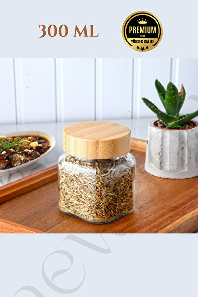 NEWNOW Bambu Kapaklı Kavanoz Baharatlık Saklama Kavanozu 1 Adet