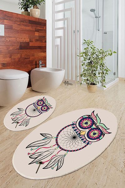 YTR HOME Ψηφιακό τυπωμένο διακοσμητικό σετ πατάκι μπάνιου