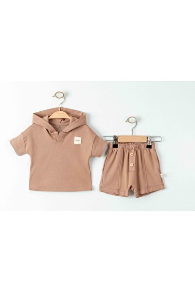 Minimus Unisex Newborn Organic Baby Set - Hooded, Cotton, Short Sleeve Shorts Set of 2