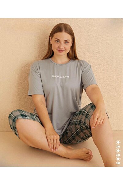 İpek Set de pijamale Capri cu mâneci scurte pentru femei