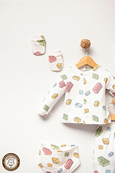 MAHFEL Colorful Lego Themed Newborn Baby Hospital Discharge Set of 5