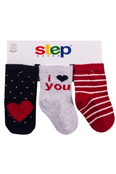 Step Çorap 10031 طقم جوارب I Love You للفتيات الصغيرات 3 قطع