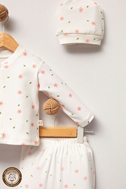 MAHFEL Pink Floral Patterned Girl's 5-Piece Newborn Baby Hospital Discharge Set