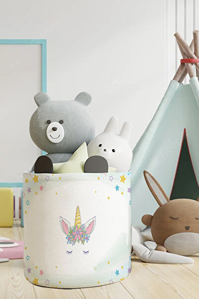 Talia Home منظم غرفة الأطفال والرضع بنمط وحيد القرن - لعبة وسلة متسخة TLAS-076