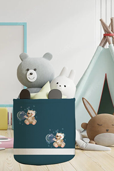 Talia Home Зелений ведмедик Організатор дитячої та немовлячої кімнати - Іграшки та кошик для брудної білизни TLAS-144