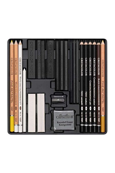 CretaColor مجموعة رسم وولف بوكس مجموعة رسم احترافية 25 قطعة صندوق معدني (9140...