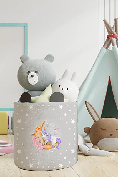 Talia Home Organizator pentru cameră pentru copii și bebeluși cu model de unicorn - Coș pentru jucării și obiecte murdare TLAS-079