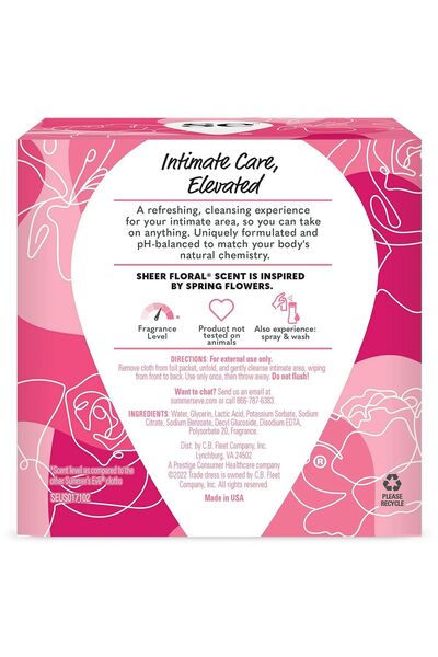 Summer's Eve Sheer Floral Special Area Cleaning Wipes 16 Pieces