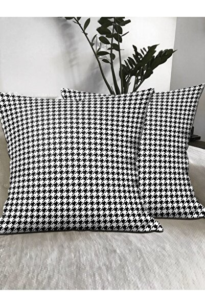 Ardizayn قدم الغراب (أسود - أبيض) مخمل، غطاء وسادة رمي مكون من قطعتين - طباعة على الوجهين