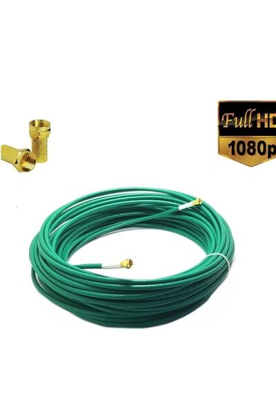 Vwin 20 Metre Rg6/U4 Gold Uçlu Anten Uydu Kablosu, Full Hd 3d 4k Uyumlu YEŞİL "HAZIR TAK KULLAN",