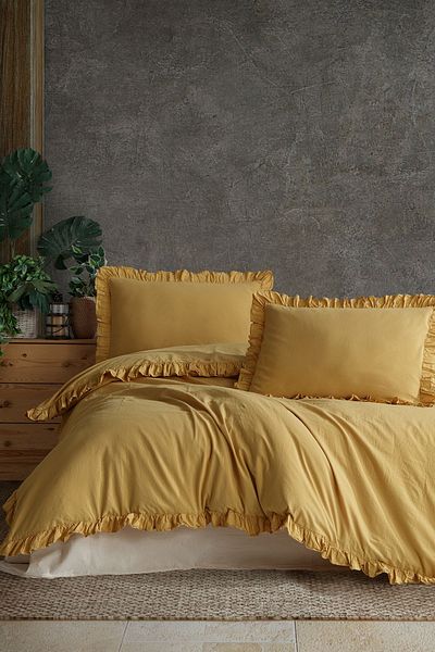 Macas Home Daphne 100% βαμβακερό βολάν διπλό σετ παπλωματοθήκης 200*220 DPHNCKT