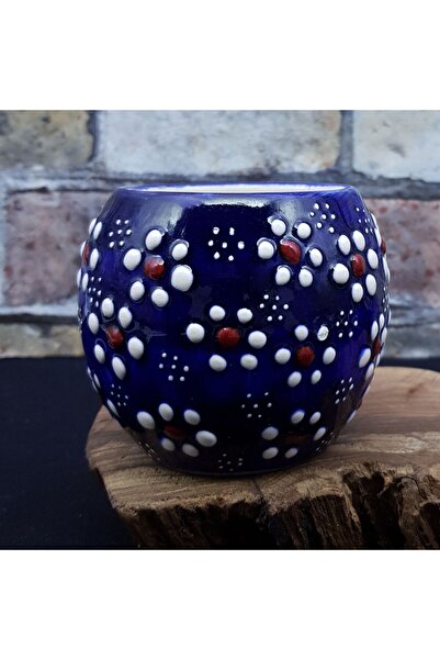 sharp&art Papatya Desen Mini Çini Saksılar, El İşlemesi 6 Farklı Renk