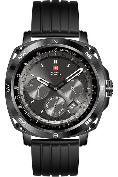 Swiss Military Dom 4 Smartwatch 1.43" AMOLED, Call, Health Monitor, IP67, iOS/Android Compatible, Black