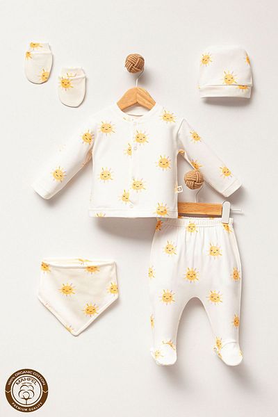 MAHFEL 5-Piece Newborn Baby Hospital Discharge Set - Sun