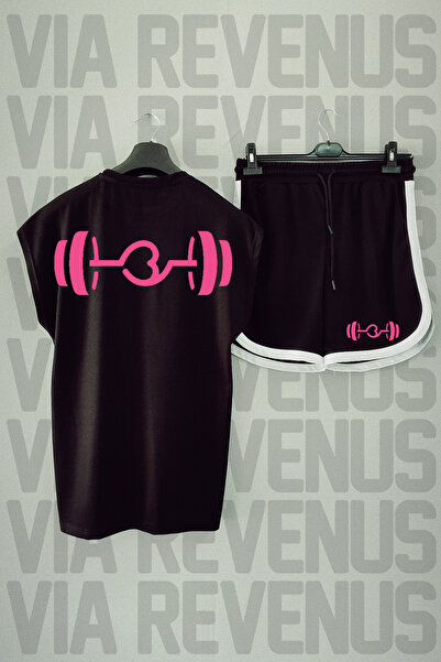 Vordevia Set Gym Love Back cu imprimeu Zero Sleeve guler rotund Sport tricou ...