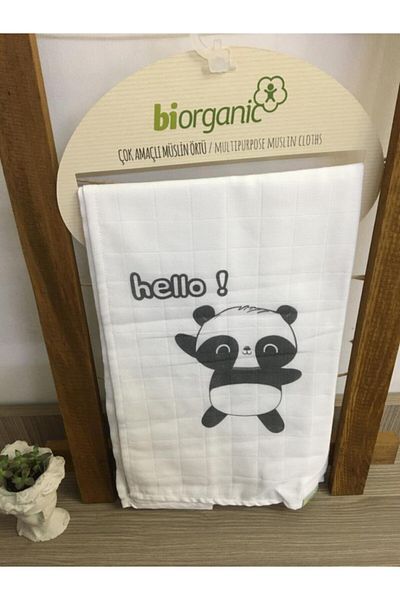 Biorganic Men's Hello Panda Multi-Purpose Muslin Blanket 86*124 cm