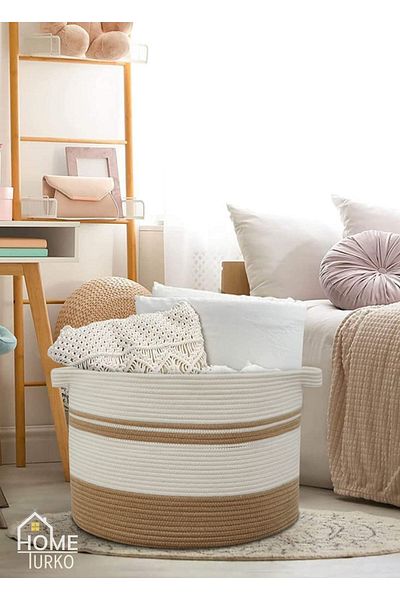 HomeTurko Jute Basket - Bathroom, Towel, Dirty and Toy Organizer