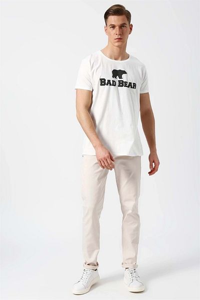Bad Bear تي شيرت مطبوع عليه حروف - أبيض - S - St06067-white-s