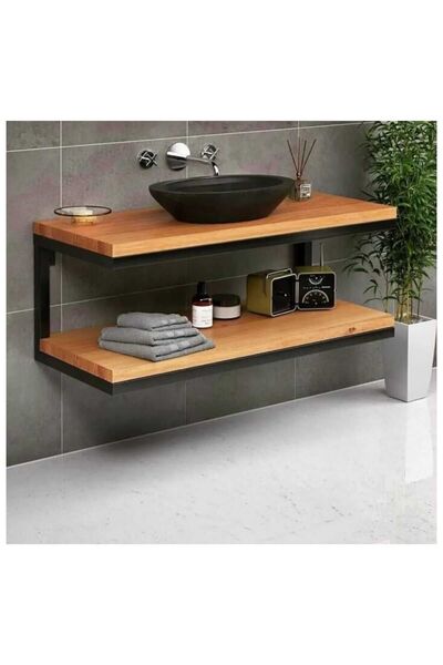 HGALP Desing Metal Ahşap Banyo Lavabo Tezgahı