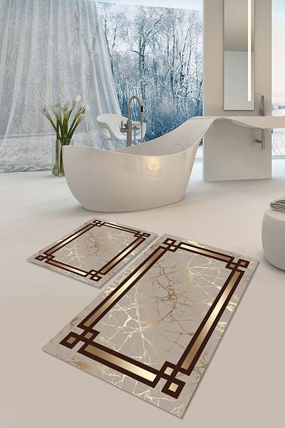 YTR HOME Ψηφιακό τυπωμένο διακοσμητικό σετ πατάκι μπάνιου