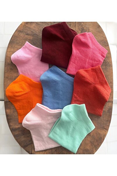 Çorabistaan 8 Çift Çok Renkli Bilek Boy Yazlık Kadın Patik Çorap Ekonomik Dik...