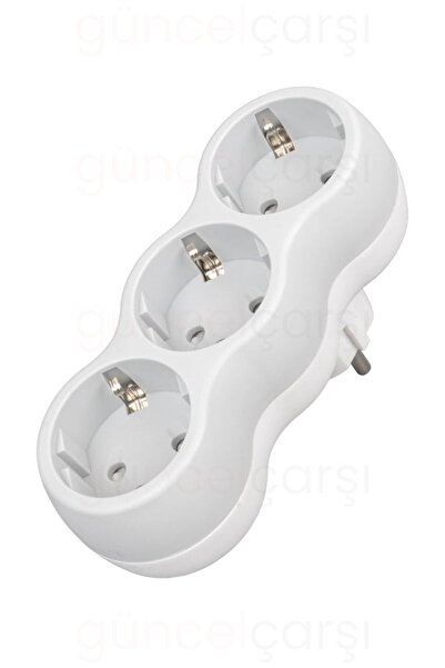 GüncelÇarşı 3'lü Dikey Çoklu Priz, Duvar Tipi Üçlü Topraklı Çocuk Korumalı Pr...