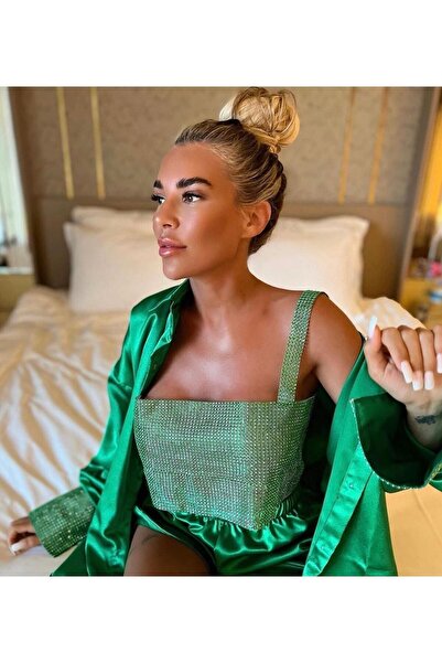 İambabydesign Taşlı Parlak Büstiyer