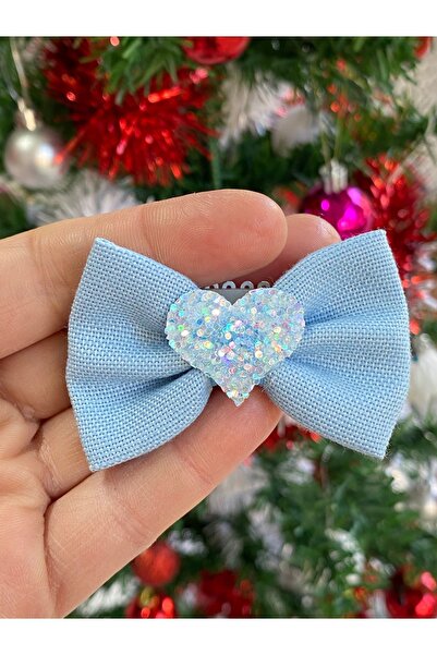 Toka Perisi Saçsız Bebek Tokası Mavi Kalpli Toka