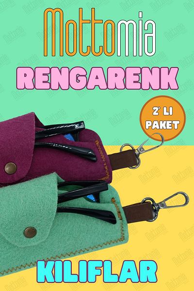 mottomia Purple and Green Double Color Felt - 100% Handmade Sun and Reading Glasses Case
