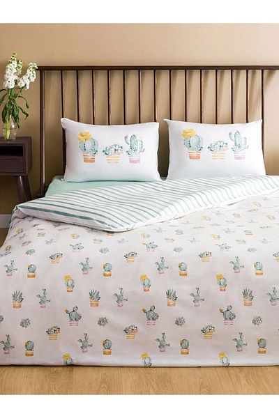 LC Waikiki Cactus Printed Ranforce Double Duvet Cover Set Epic Store