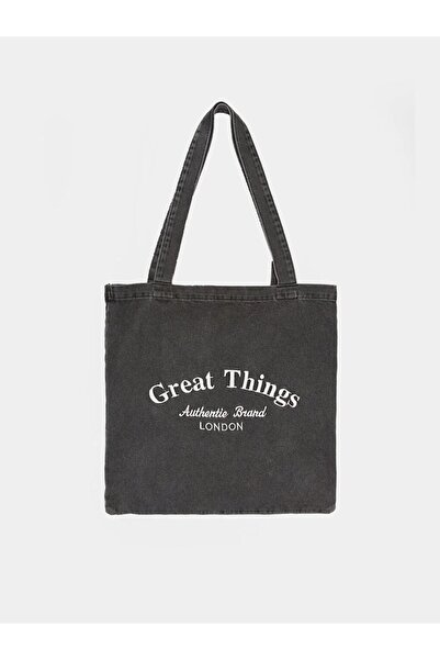 LC Waikiki LCW ACCESSORIES Дамска бродирана дънкова чанта тип тоут